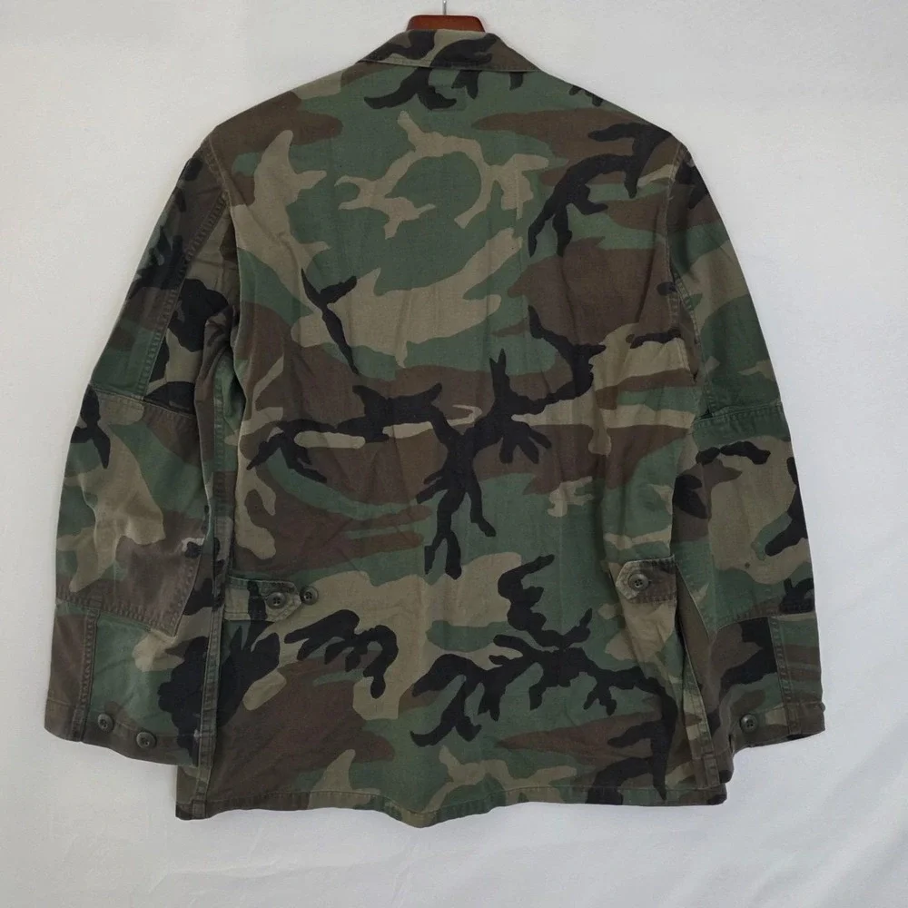 US Army Jacket Mens Med Reg Combat Coat Woodland Camo Name Airborne Calvary 1988